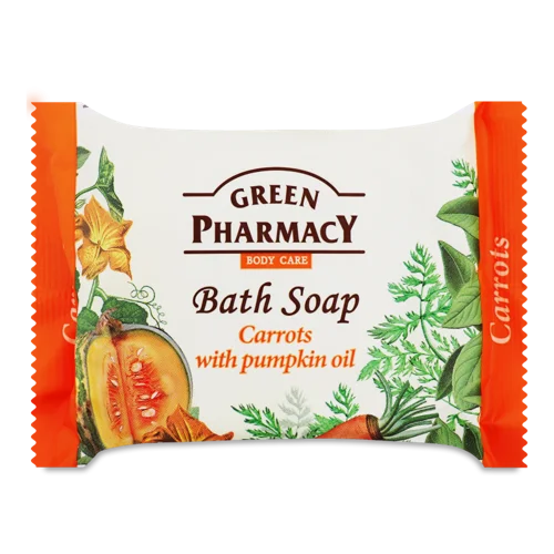Мило Туалетне Carrots з Маслом Тикви Green Pharmacy 100г, натуральне