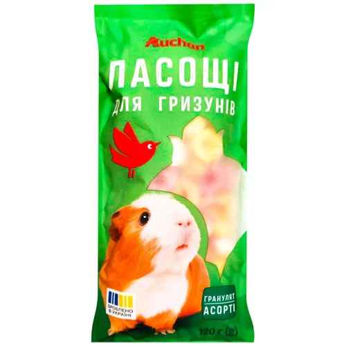 Ласощі для гризунів Auchan Гранулят Асорті 120г