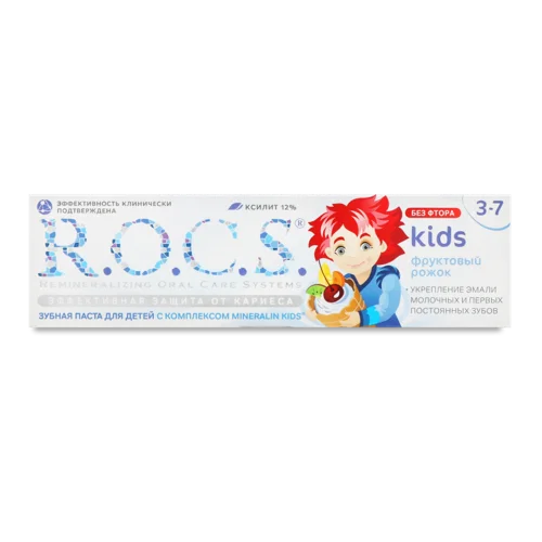 Дитяча Зубна Паста Фруктовий Ріжок Kids R.O.C.S., Натуральна Оболонка, 35мл