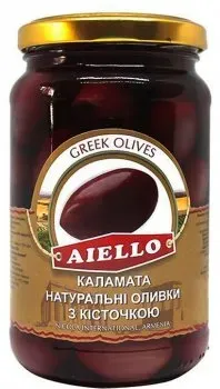 Натуральні оливки AIELLO Каламата з кісточкою 310г
