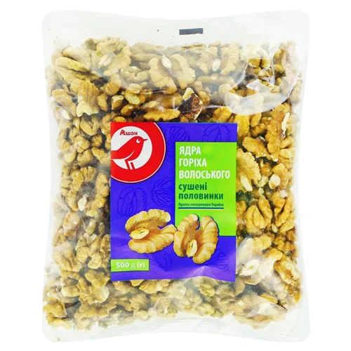 Ядро горіха волоського Auchan сушене половинки 500г