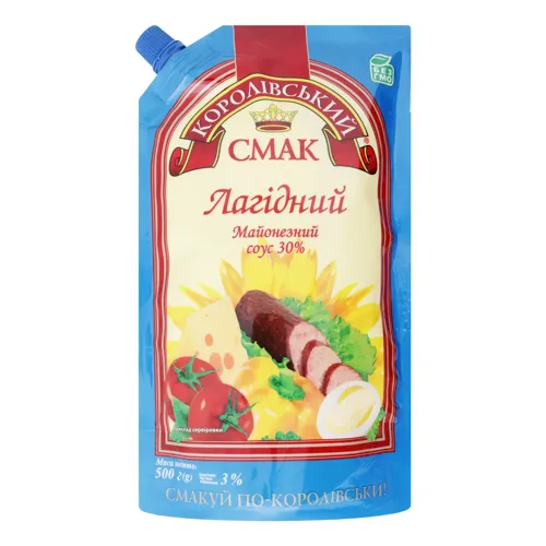 Соус майонезний 30% Лагідний Королівський смак дой-пак 500г