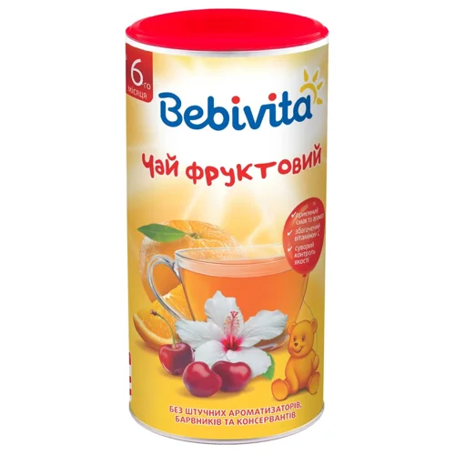 Чай Bebivita Фруктовий сухий швидкорозчинний для дітей з 6 місяців 200г