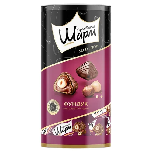 Цукерки АВК Королівський шарм з цілим фундуком і шоколадним кремом 235г