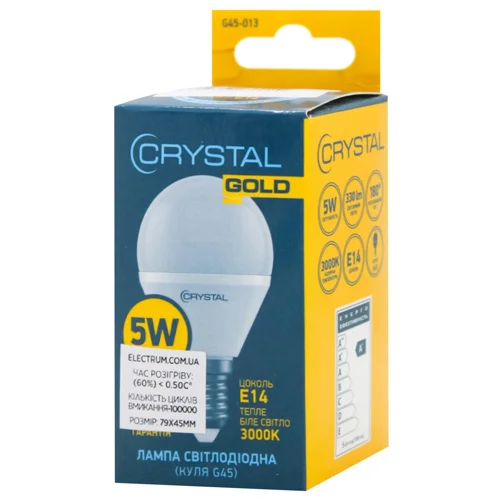 Лампа Led Crystal Gold G45 5W PA Е14 3K