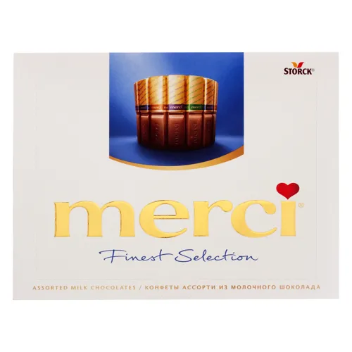 Цукерки 4 сорти молочного шоколаду Merci 250г