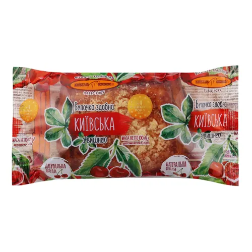 Булочка здобна з вишнею Київська Київхліб м/у 100г