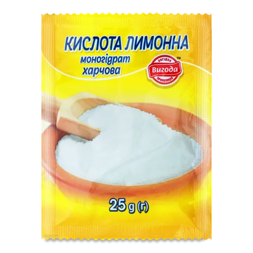 Кислота Лимонна Моногідрат Вищого Ґатунку, м/у 25г
