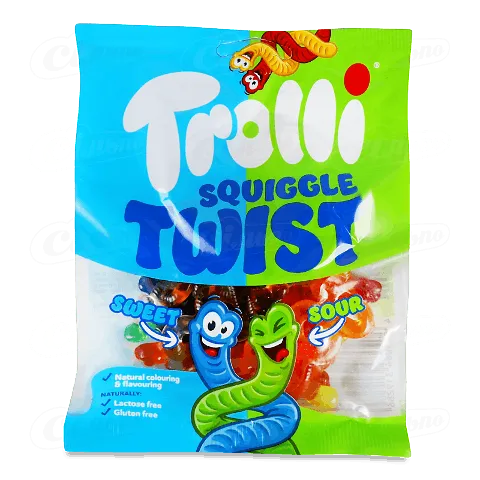 Цукерки Trolli Squiggle Twist Черв'яки жувальні, 100г