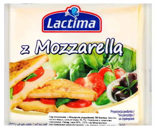 Сир плавлений 36.2% з Моцарелою Lactima м/у 8х16.25г