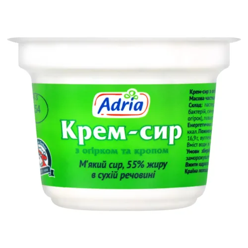Сир-крем 55% м'який з огірком та кропом Adria ст 100г