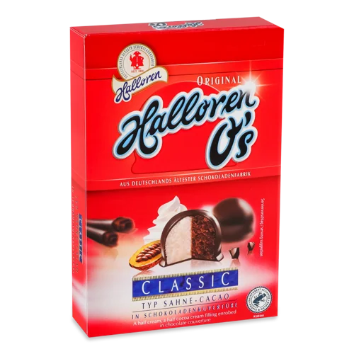 Цукерки В Шоколадній Глазурі Classic O's Halloren, Картонна Упаковка, 125г