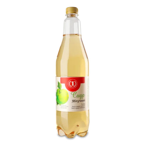 Сидр Білий Солодкий Газований Пастеризований Яблучний ТМ '1', 1л, 5.4% п/пл
