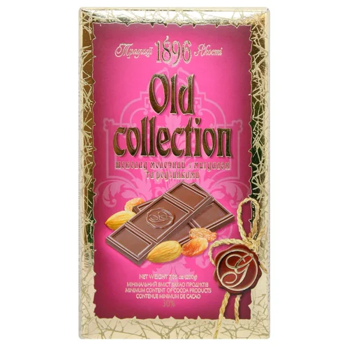 Шоколад молочний Бісквіт-Шоколад Оld Collection з мигдалем та родзинками 32% 200г
