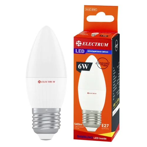 Лампа Electrum світлодіодна свіча 6W PA LC-33 Elegant Е27 4000 A-LC-0747