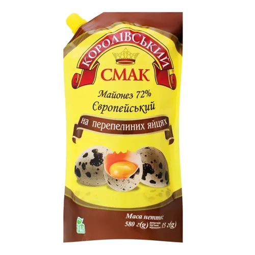Майонез 72% Європейський на перепелиних яйцях Королівський смак д/п 580г