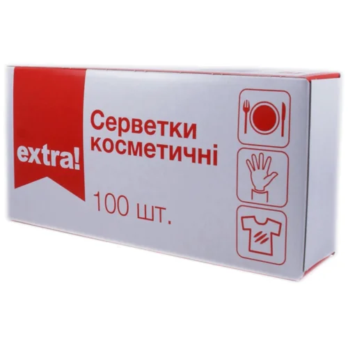 Серветки Extra! косметичні 2-шарові в коробці, 100 шт./уп.