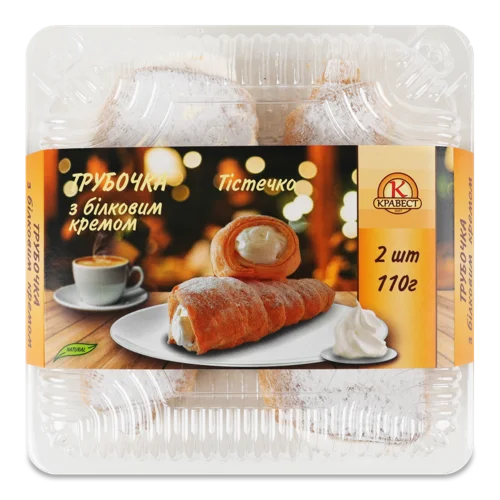 Тістечко Трубочка З Білковим Кремом, Кравест Світ, Картонна Упаковка, 0.11кг