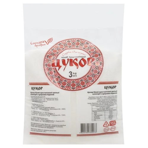 Цукор Саркара Продукт білий кристалічний 3кг