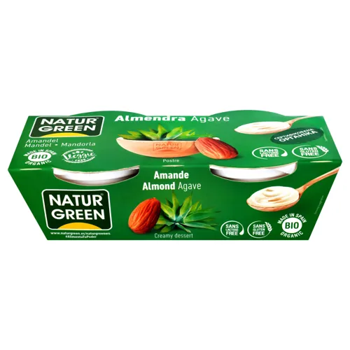 Десерт рослинний органічний з мигдалю з сиропом агави NaturGreen к/у 2х125г