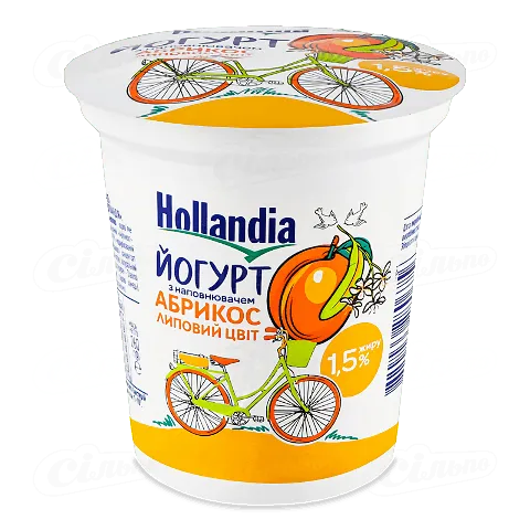 Йогурт Hollandia «Абрикос-липовий цвіт» 1,5%, 260г