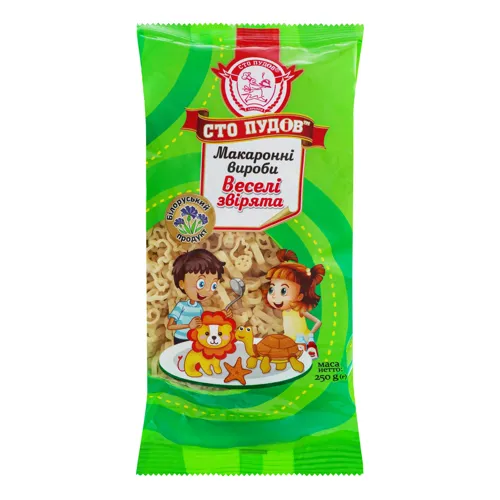 Вироби макаронні «Веселі звірята» 0.25кг