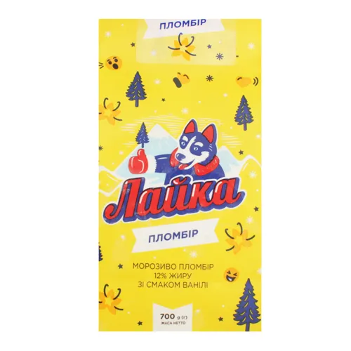 Морозиво 12% пломбір зі смаком ванілі Лайка м/у 700г
