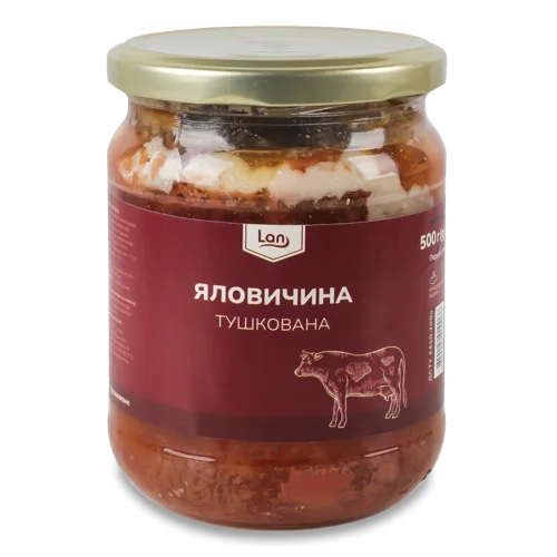 Яловичина Тушкована В/с Скляна Банка 500г