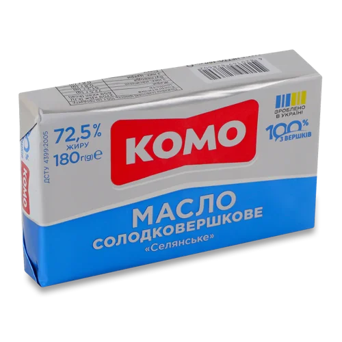 Масло Солодковершкове Вищого Ґатунку 72.5% Селянське, 180г