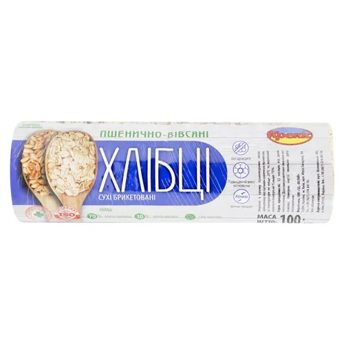 Хлібці Крекіс пшенично-вівсяні брикетовані 100г
