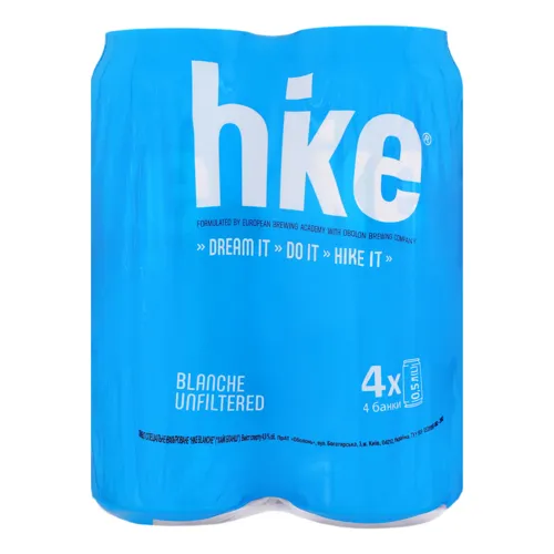 Пиво спеціальне 4х0.5л 4.9% нефільтроване пастеризоване Blanche Hike