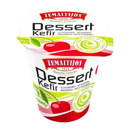 Десерт Zemaitijos кремовий кефірний з вишнями 8,3% 150г