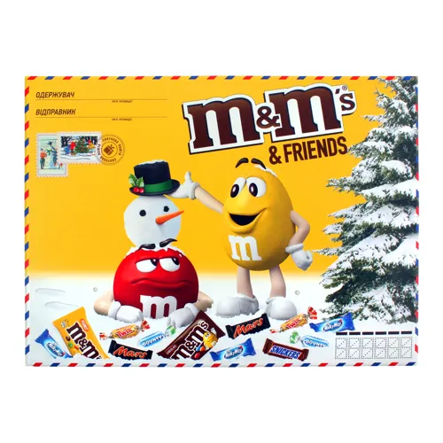 Набір драже, батончиків, цукерок та печива Середня бандероль M&M's&Friends к/у 4x230.5г