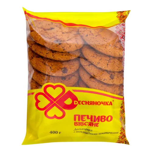Печиво вівсяне з шоколадними шматочками Десняночка м/у 400г