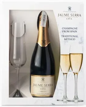 Вино ігристе Cava Jaume Serra Brut J.Garcia Carrion біле брют 0.75л 11% + 2 бокала