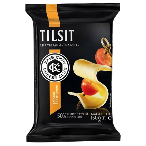 Сир твердий Клуб Сиру Тільзіт фас 50% В*, 160г