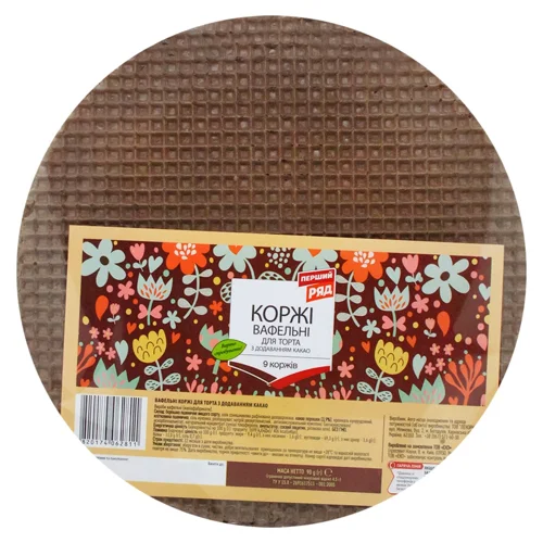 Коржі вафельні Перший Ряд з какао 8шт 90г