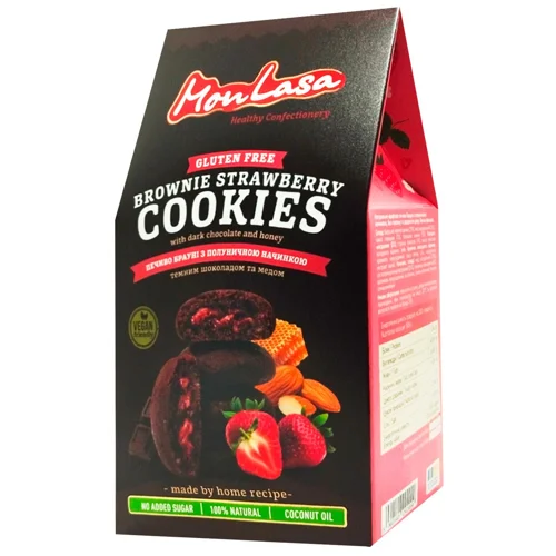 Печиво MonLasa Брауні полунична начинка темний шоколад та мед без глютену 120г