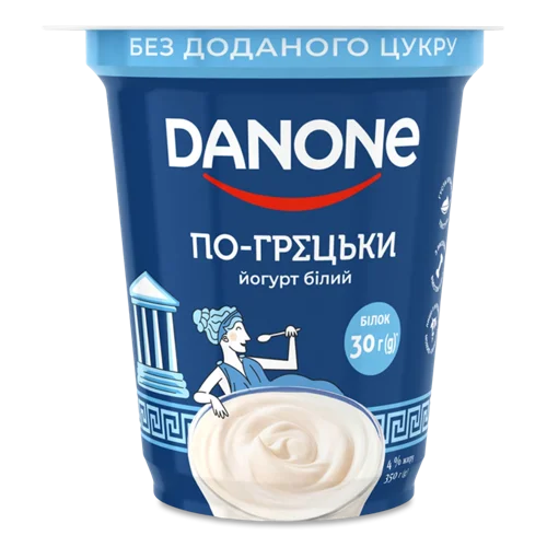 Йогурт 4% Натуральний Білий По-грецьки Danone, в/ґ, 350г