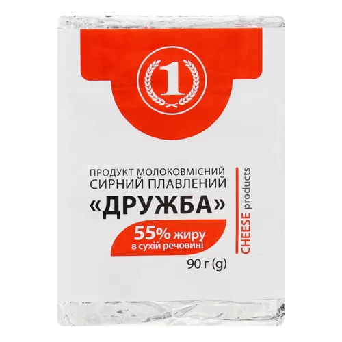 Продукт сирний 55% плавлений Дружба 1 м/у 90г