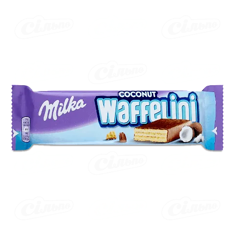 Вафлі Milka Waffelini з начинкою з кокосом, 31г
