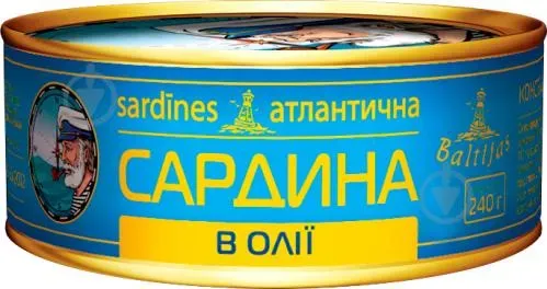 Сардини Baltijas натуральні з додаванням олії ключ, 240г
