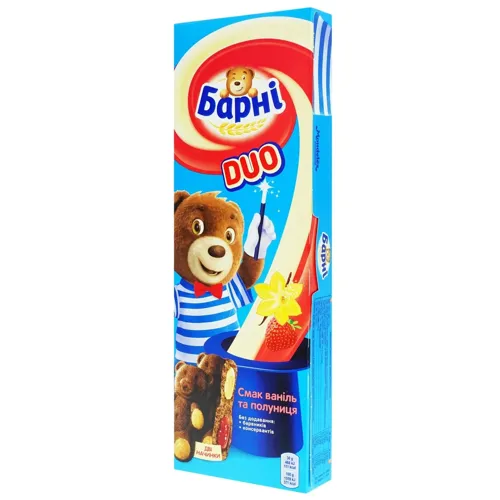 Тістечко Барні бісквітне ваніль та полуниця 150г