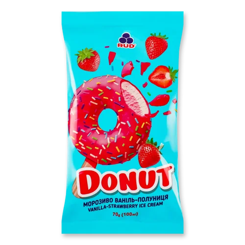 Ескімо Ваніль-Полуниця В/ґ Donut Rud, 70г