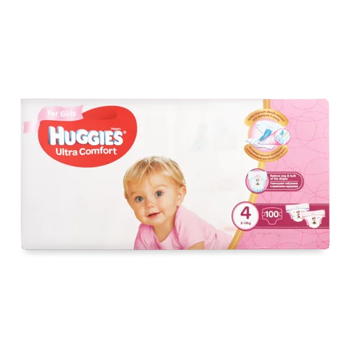 Підгузки Для Дівчаток Гігієнічні Ultra Comfort Huggies, 8-14 кг, 100 шт