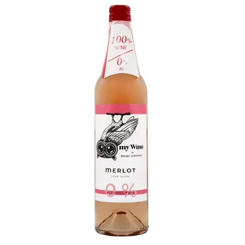 Вино My Wine Мерло рожеве напівсолодке безалкогольне 0,75л