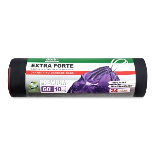 Пакети для сміття з затяжкою Extra Forte Premium Domi, 60л, 10шт