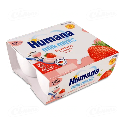 Продукт кисломолочний «Humana Milk minis» полуниця, 4*100г