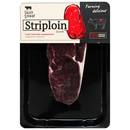 Стейк яловичий Skott Smeat Стріплойн заморожений ~900г