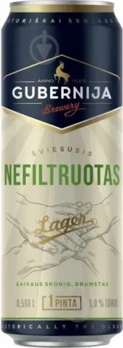 Пиво світле нефільтроване Gubernija Unfiltered Lager 0.568л ж/б